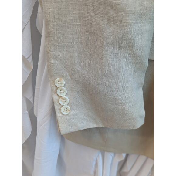 Ivory Linen 2 Button Notch Lapel Blazer 44R by Saddlebred EUC - Picture 7 of 16